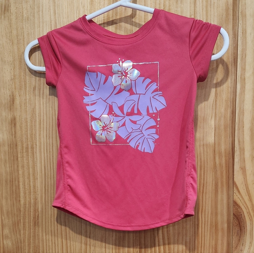 All In Motion Pink Shirt with Floral Design, Aloha flower, Size XS